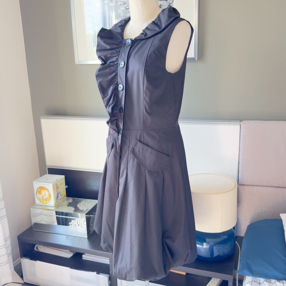 Samuel Dong Ruffle Collar Bubble Dress Black Dress Party Cocktails LBD US Med